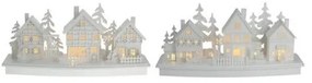 Drewniana dekoracja LED Bożonarodzeniowa wioska, 45 x 14 x 20 cm