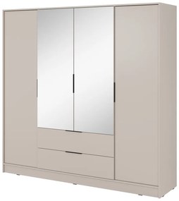 Szafa uchylna - czterodrzwiowa z szufladami, lustro - Kevis 4DL | kaszmir