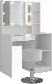Stół do toalety biały/biały wysoki połysk 89.8x50.1x76 sherry