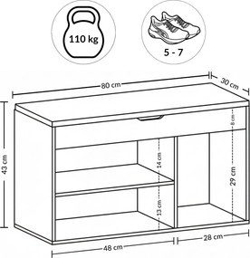 Szafka na buty z siedziskiem TRIA, 80 x 30 x 43 cm