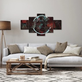 Obraz - Neonowe koło między palmami (125x70 cm)