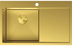 Mexen Exar zlewozmywak stalowy 1-komorowy z ociekaczem lewy 780 x 480 mm, złoty - 6433781010L-55