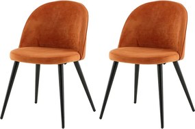 Zestaw 2 krzeseł jadalnianych z pomarańczowego i czarnego aksamitu