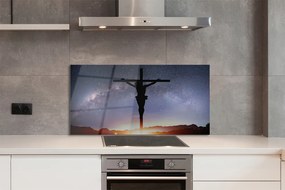 Szklany Panel Ukrzyżowany Jezus na tle Nieba