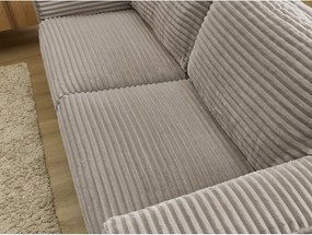 Szarobrązowa sztruksowa rozkładana sofa do spania 220 cm Hugo – Bobochic Paris