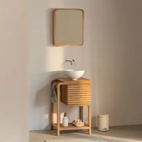 Zestaw Mebli Łazienkowych Bradley Z Drewna Tekowego Okrągły Biały Ceramiczny Ø30 Cm Calgari - Sklum