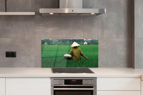 Szklany Panel Człowiek Odpoczywający na Trawie