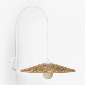 Lampa Ścienna Sopant Z Żelaza I Syntetycznego Rattanu Biała & ↑65 Cm - Sklum