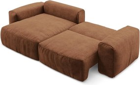 Rozkładany narożnik z tkaniny szenilowej (lewostronny/z szezlongiem) w kolorze terakoty Kuki – Makamii