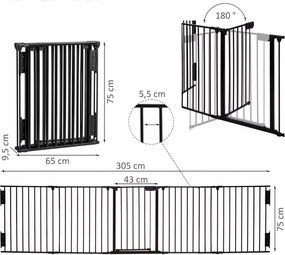 Stilista Parawan kominkowy, metal, 3050 x 755 x 600 cm