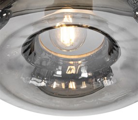 Lampa wisząca Art Deco czarna z dymionym szkłem, okrągła, 3-punktowa - Ayesha ArtDeco Oswietlenie wewnetrzne