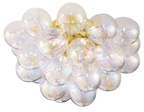 Designerska lampa sufitowa mosiężna z tęczowym szkłem 6-punktowa - Uvas