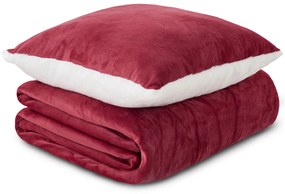 KOC I PODUSZKA WARM HUG CZERWONY 130x190 cm czerwony