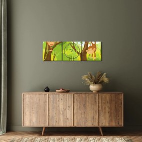 Obraz - Małpy (z zegarem) (90x30 cm)