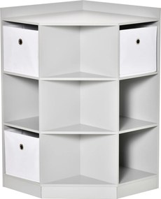 HOMCOM Regał na zabawki dla dzieci z 3 szufladami filcowymi, MDF, zabezpieczenie przed przewróceniem, Szary