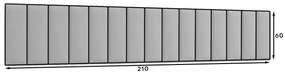 Zestaw 15 paneli tapicerowanych QUADRATTA 210x60 zielony ELTAP