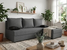 Rozkładany dwustronny zestaw wypoczynkowy do L VALERIO SLIM 200x140 cm, ciemnoszary + 2 poduszki GRATIS