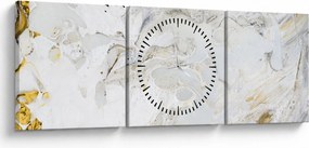 Obraz - Papier olejny z marmurowym wzorem (z zegarem) (90x30 cm)