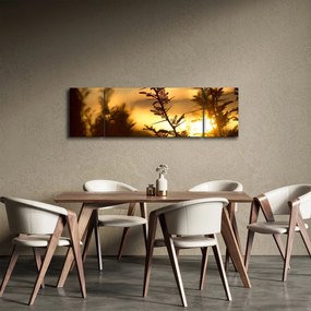 Obraz - słońce zachodzące za drzewami (170x50 cm)