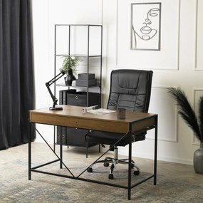 Biurko do Gabinetu z Szufladami ALLY 123 cm Orzech/Czarny Nowoczesne Loft