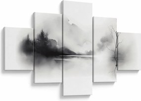 Obraz - Malowany tuszem krajobraz (125x70 cm)