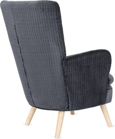 Fotel Uszak Wypoczynkowy SANTOS Szary Welurowy Nowoczesny Loft