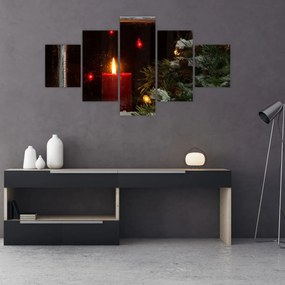 Obraz - Świecąca świeca bożonarodzeniowa (125x70 cm)
