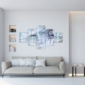 Obraz - Kwiatowy fresk na ceglanej ścianie (125x70 cm)