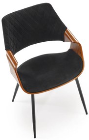 Krzesło tapicerowane welur sklejka gięta orzechowy/czarny K586