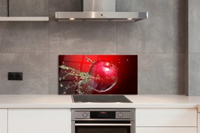 Szkło do Kuchni na Ścianę Jabłko w Porannej Rosie