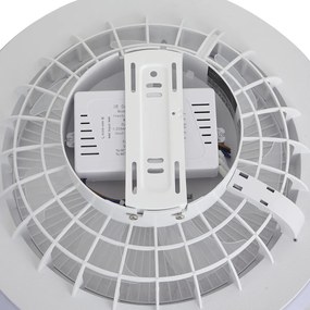 Biały wentylator sufitowy z LED RGB z możliwością ściemniania i pilotem - Clamo
