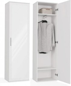 Szafa Duo | Biała | Nowoczesna Szafa z lustrem | 50x35x180 cm | Przedpokój