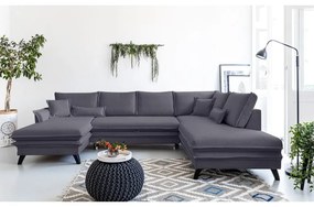 Antracytowa rozkładana sofa w kształcie litery "U" Miuform Charming Charlie, prawostronna