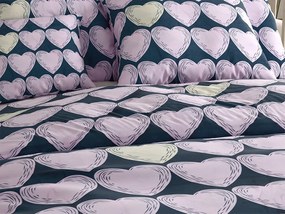 PrzytulneMieszkanie.pl PrzytulneMieszkanie.pl Pościel z mikrofibry VIOLET HEARTS jasnofioletowa Rozmiar pościeli: 2 szt 70 x 80 cm | 160 x 200 cm