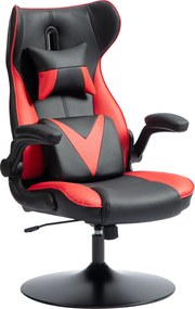 Vinsetto Fotel Gamingowy z funkcją Kołysania, Obrotowy, Regulowany, Z Tapicerowanym Siedziskiem, Metal, 67 x 71 x 112 cm, Czerwony