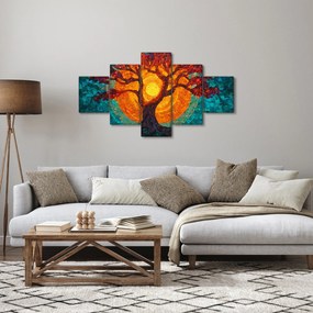 Obraz - Drzewo życia i słońce w mozaice (125x70 cm)