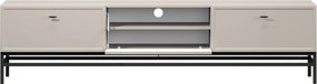 Szafka RTV Lorini 200 cm z szufladami - kaszmir / czarne uchwyty T-bar / stelaż