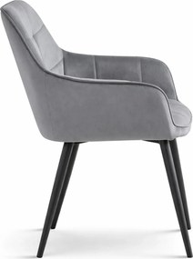 Ciemnoszare krzesło welurowe tapicerowane D6-L17