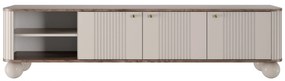 Szafka RTV Vesper 3D 187 cm - kaszmir / orzech / złote uchwyty / nogi kule