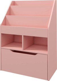 HOMCOM regał dziecięcy z szufladą półka na książki dla dzieci regał do pokoju dziecięcego różowy 60x30x90 cm | Aosom PL