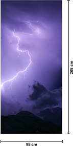 Fototapeta na drzwi - Fioletowe niebo i błyskawica (95x205cm)