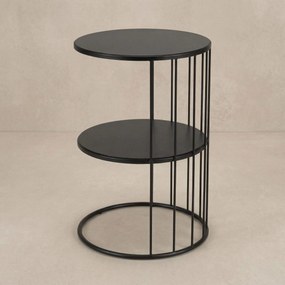 Okrągły stolik kawowy z metalu, z półką RODA, 52 cm