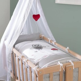 Kołyska z litego drewna bukowego na kółkach/z baldachimem 40x90 cm w naturalnym kolorze Adam and Owl – Roba