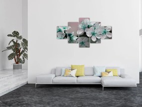 Obraz kwiatu - turkusowy (125x70 cm)