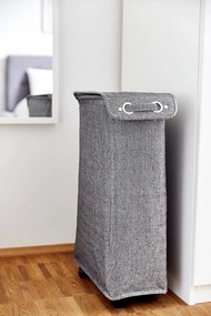 Kosz na pranie z pokrywą i kółkami, wąski pojemnik tekstylny - 43 l, 60 x 18,5 x 40 cm, WENKO