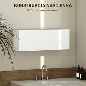 HOMCOM Szafka łazienkowa wisząca z unoszonymi drzwiami, siłownik gazowy, półka 80 x 25 x 30 cm biały