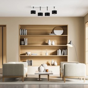 Czarno-biała lampa sufitowa, czteropunktowy spot DSC60x7WE z drewna i