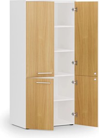 Szafa biurowa pół-drzwi PRIMO WHITE, 800 x 500 x 1781 mm, biały/buk