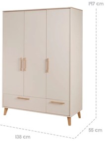 Kremowa/w naturalnym kolorze szafa dziecięca w dekorze dębu 138x200x55 cm Jil – Roba