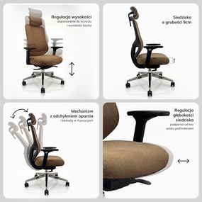 Ergonomiczny fotel biurowy brązowy AXIS